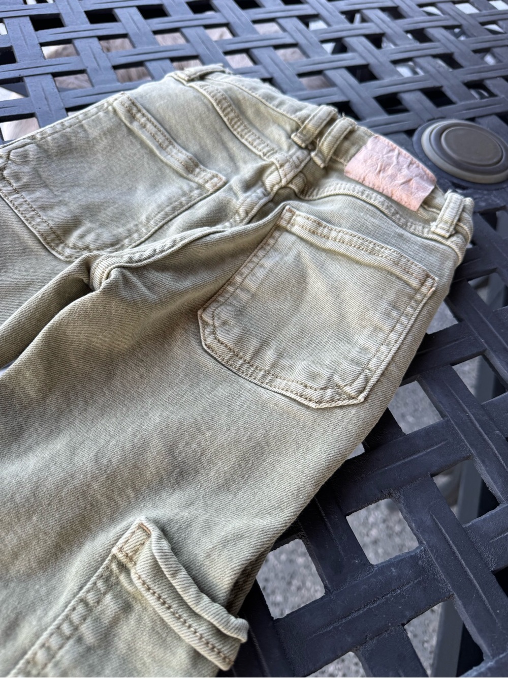 Zara Girls Olive Green Cargo Jeans - Classic Utility Style - Size 7 Kids - Picture 6 of 11